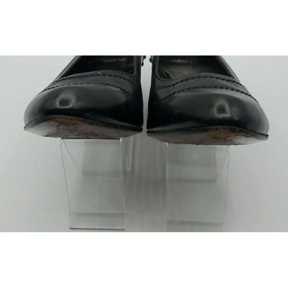 Versani Women's Black  Leather Studded Patent Leather Heels Size 8.5 B